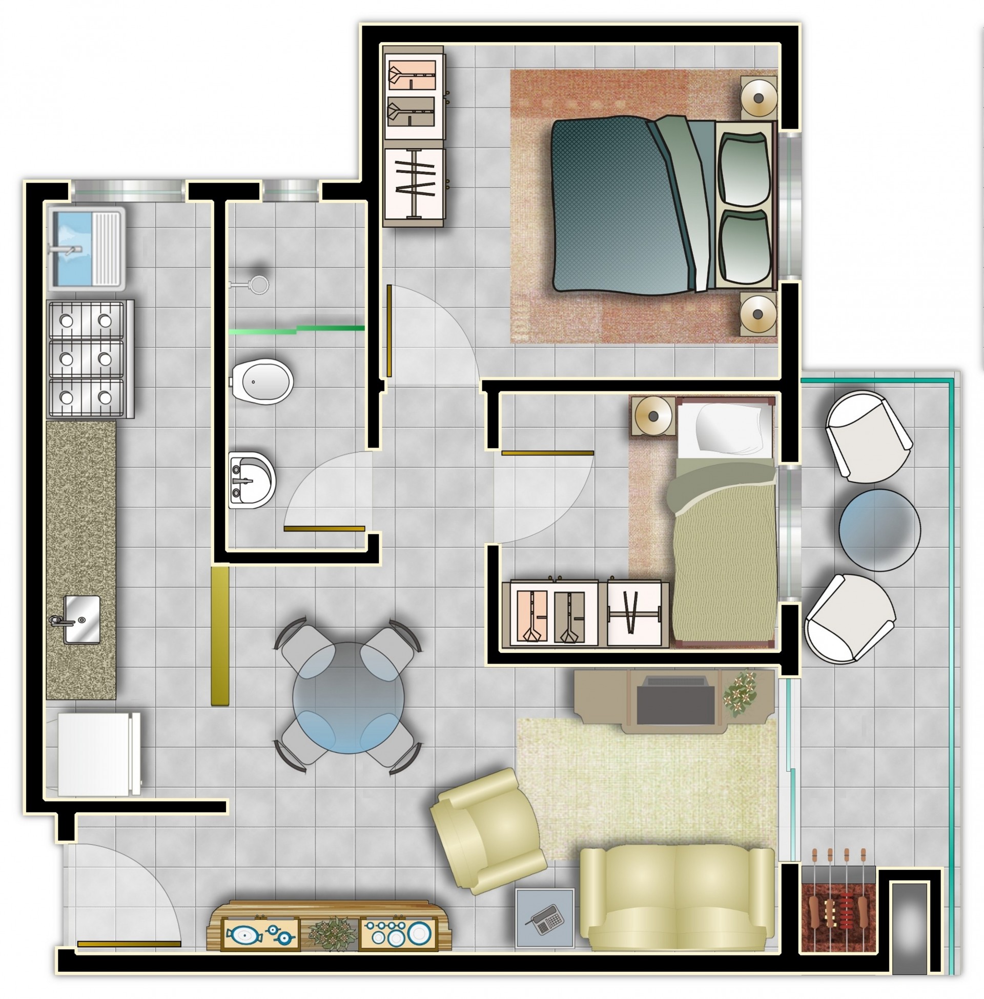 Apartamento com 2 dormitórios - Fundos