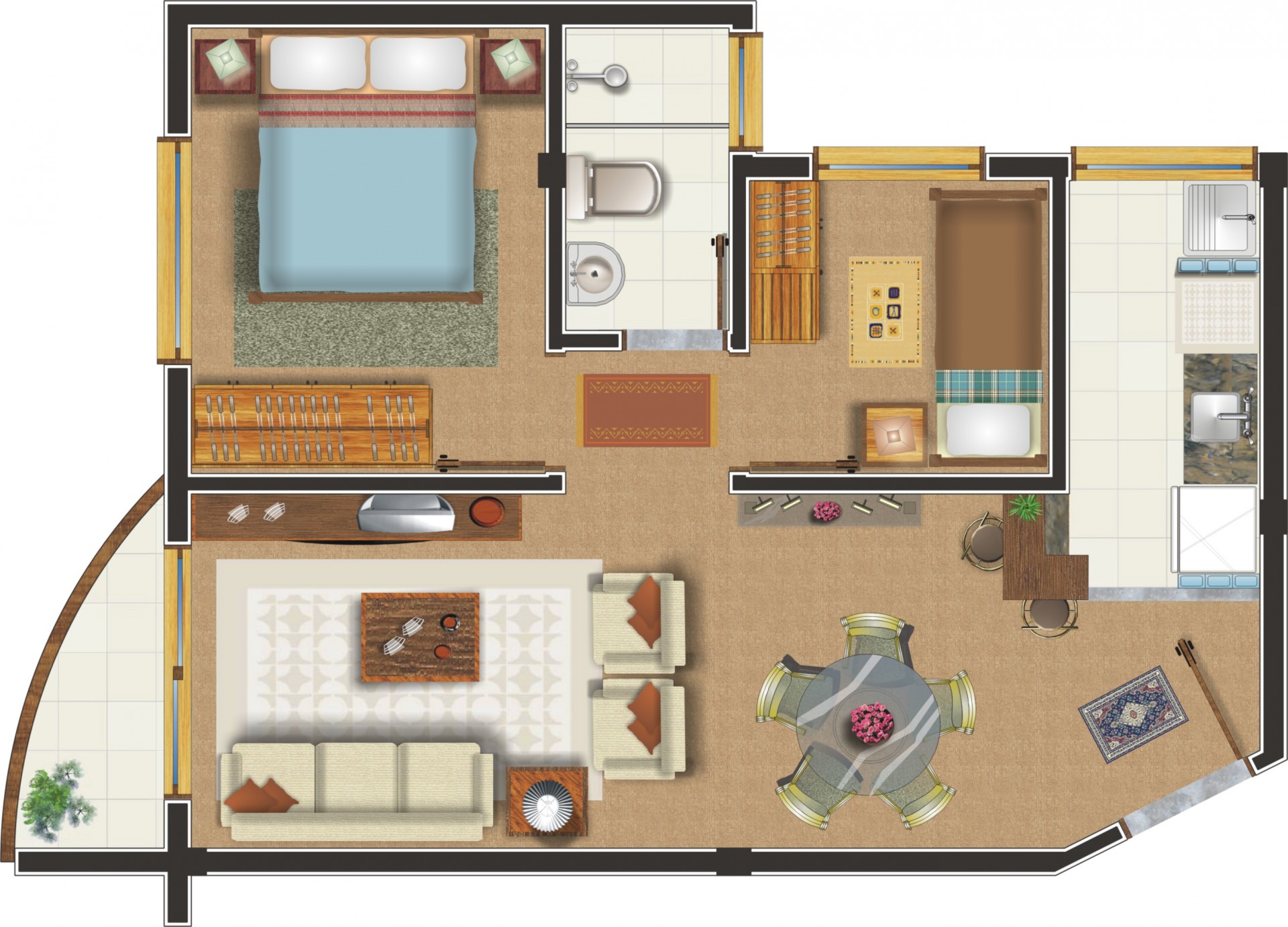 Apartamento com 2 dormitórios - Frente